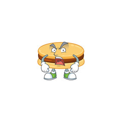 Brown alfajor mascot design concept showing angry face