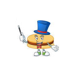 Charming brown alfajor cartoon design performance as a Magician style