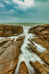 Seascape on a rocky coastline. 