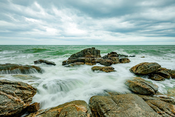 Seascape on a rocky coastline. 