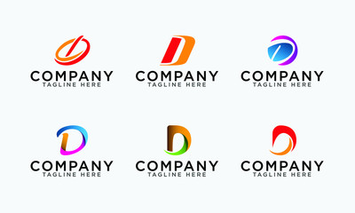Letter D logo set vector letter logo set template