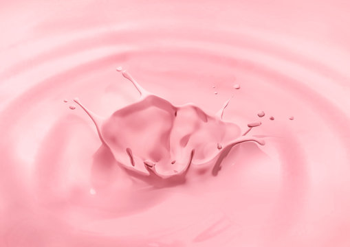 strawberry milk splash with ripples around strawberry milk shake natural fresh milk