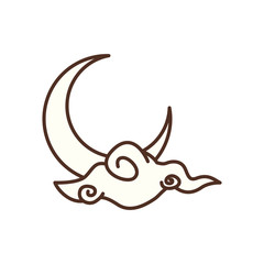 Isolated moon and cloud line style icon vector design
