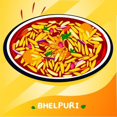 Bhel Puri indian mumbai street Food Vector