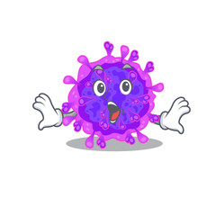 A cartoon character of alpha coronavirus making a surprised gesture