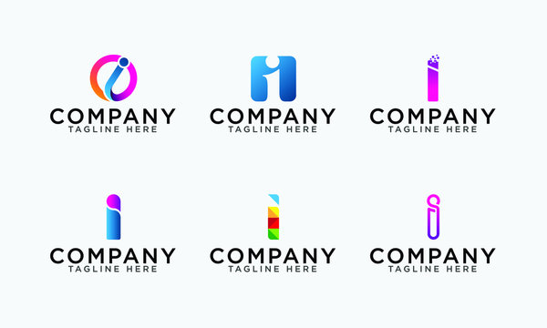 Letter i logo set vector letter logo set template