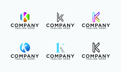 Letter K logo set abstract vector letter K logo set template