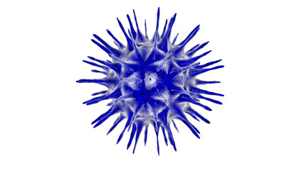Fototapeta premium SARS -CoV-2 coronavirus in 3D rendering. A dangerous non- cellular infectious COVID-19 virus that multiplies inside living cells and causes flu epidemics.