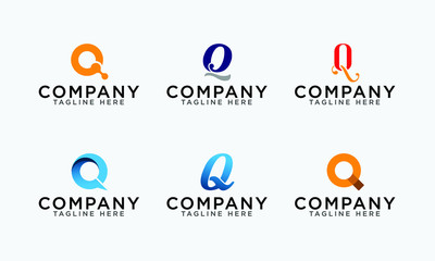 Letter Q logo set abstract vector letter Q logo set template