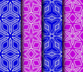 set of geometric floral seamless pattern background. Luxury texture for wallpaper, invitation. Vector illustration.