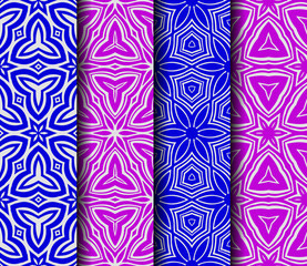 set of geometric floral seamless pattern background. Luxury texture for wallpaper, invitation. Vector illustration.