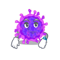 Alpha coronavirus on waiting gesture mascot design style