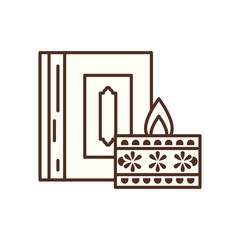 Ramadan koran book and candle line style icon vector design