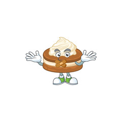 White cream alfajor cartoon character design concept showing silent gesture