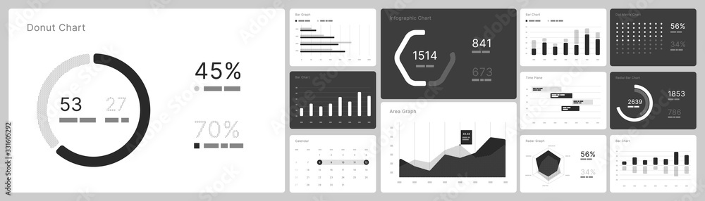 Poster infographic elements in white and black colors. use in presentation templates, flyer, leaflet and co