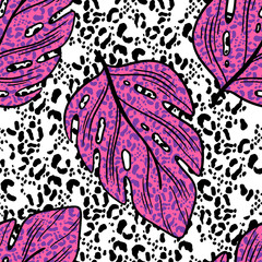 Seamless pattern nature plant.Botanical floral background.Design for home decor, fabric, carpet, wrapping.