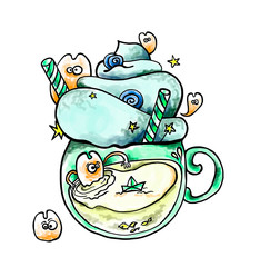 Cappuccino. Food illustration