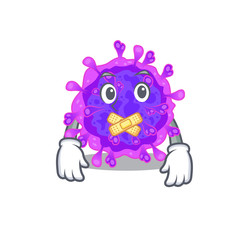 alpha coronavirus mascot cartoon character design with silent gesture