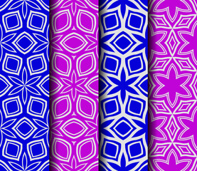 set of geometric floral seamless pattern background. Luxury texture for wallpaper, invitation. Vector illustration.