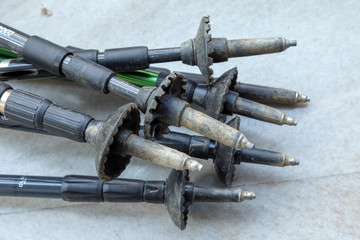 worn out trekking poles.