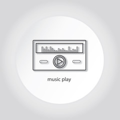 Music Play line icon flat video player
