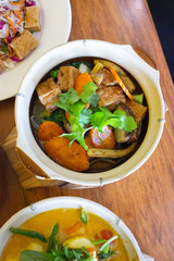 Vegetarian tofu and vegetable hot pot