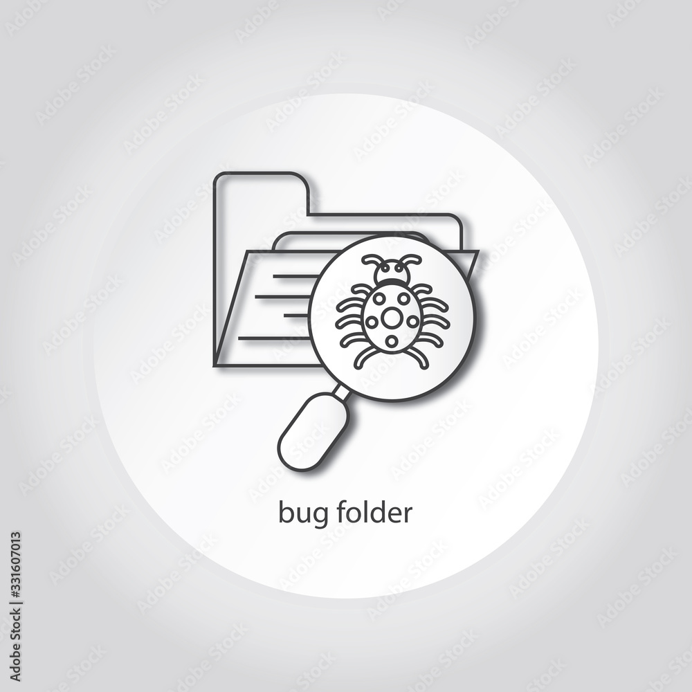 Poster folder file bug virus magnifier search line icon