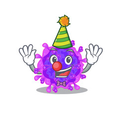 Cute and Funny Clown alpha coronavirus cartoon character mascot style