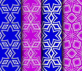 set of geometric floral seamless pattern background. Luxury texture for wallpaper, invitation. Vector illustration.