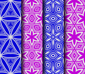 set of geometric floral seamless pattern background. Luxury texture for wallpaper, invitation. Vector illustration.