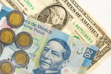 Mexican pesos with U.S. dollar