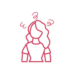 covid 19 concept of woman with headache icon, line style