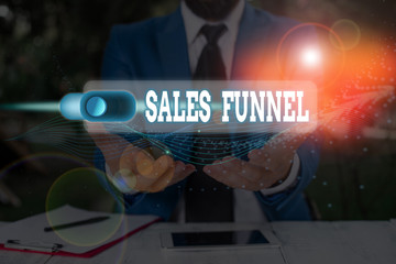 Handwriting text Sales Funnel. Conceptual photo process through which a company ells its products...