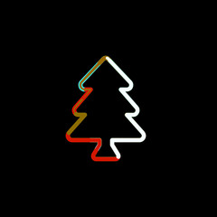 Fototapeta premium Symbol tree from multi-colored circles and stripes. Red, brown, blue, white