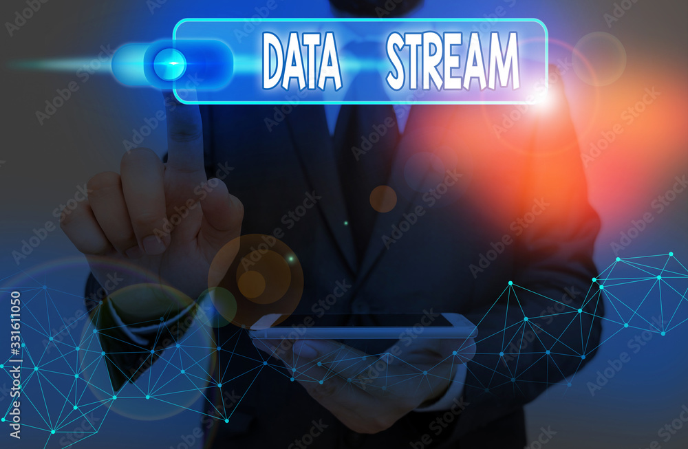 Poster handwriting text data stream. conceptual photo sequence of digitally encoded coherent signals used t