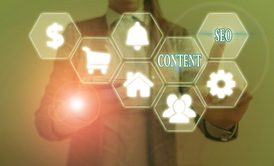 Handwriting text writing Content Seo. Conceptual photo creating webpage content to rank high in the...