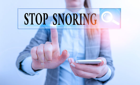 Writing note showing Stop Snoring. Business concept for noisy breathing during sleep due to vibrating airway tissue