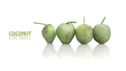 Raw Coconut Set Isolated on White Background with Clipping Path. 3D Render.