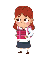 cute little girl with gift avatar character