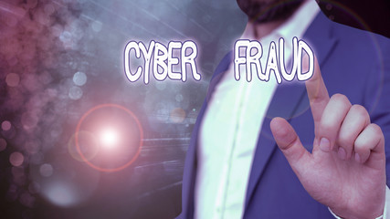 Word writing text Cyber Fraud. Business photo showcasing any crime that is committed with the use of a computer