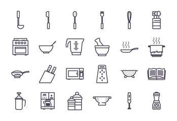 Isolated kitchen and cook gradient style icon set vector design