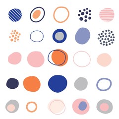 Doodle shapes and dots.  Contemporary art elements trendy colors for abstract decor compositions