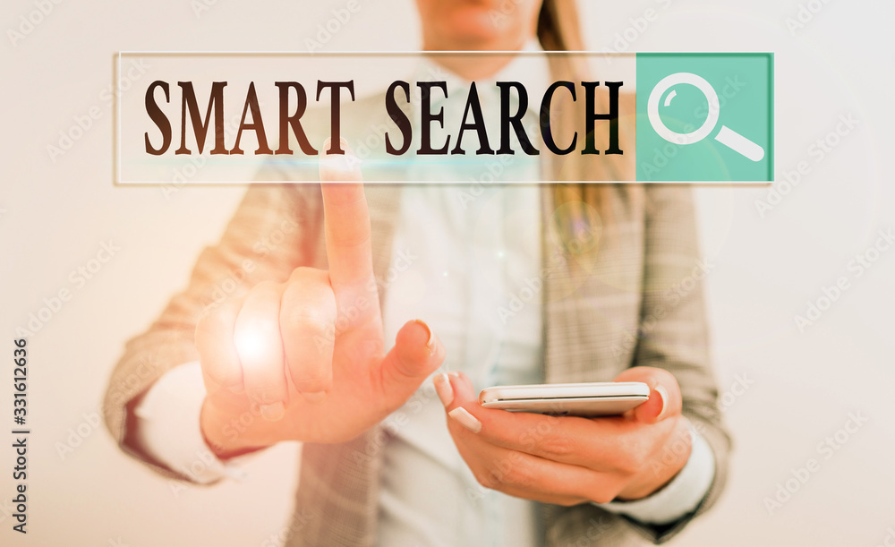 Poster writing note showing smart search. business concept for tool used in recording software for searchin