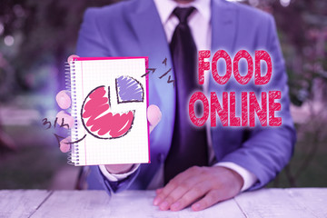 Handwriting text writing Food Online. Conceptual photo most convenient way for customers to purchase food online © A