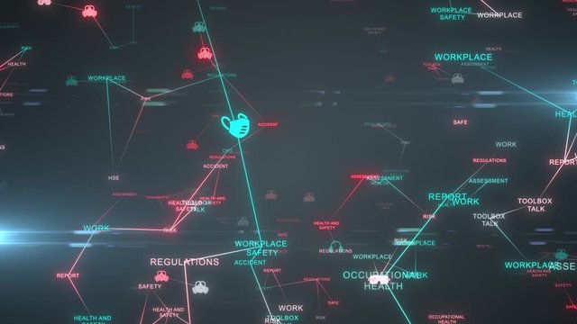 Workplace safety and health of workers at work OSH WHS HSE word cloud