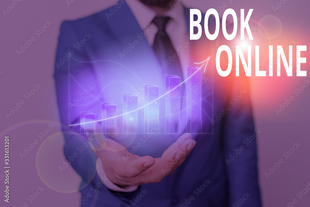 Poster conceptual hand writing showing book online. concept meaning booklike form that is only available to
