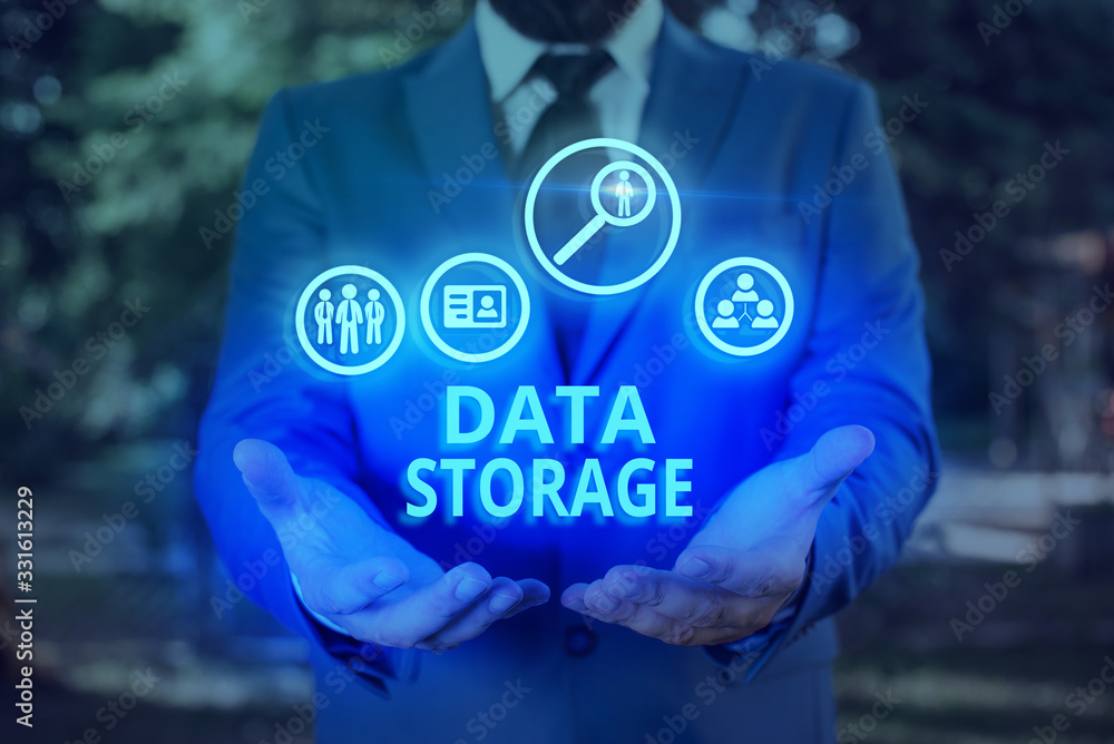 Aufkleber word writing text data storage. business photo showcasing the act of archiving data in electromagnet
