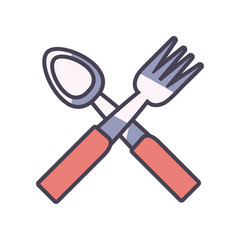 Isolated spoon and fork line and fill style icon vector design