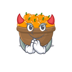 A picture of orange fruit basket in devil cartoon design