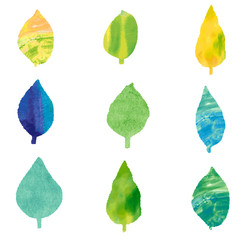 Vector set of the picture in watercolors style leaf（水彩風の葉っぱベクター画像）